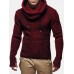 Mens Knit Cut Out Cuff Warm Casual Drawstring Pullover Sweaters