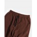 Mens Solid Color Multi Pocket Mid Waist Drawstring Cargo Pants