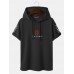 Men Rose Print Hem Cuff Short Sleeve Hooded T  Shirts