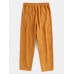 Mens Solid Color Corduroy Multi Pocket Loose Drawstring Pants