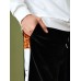 Mens Collegiate Velvet Patchwork Printed Letter Pants