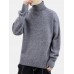 Men High Neck Solid Color Long Sleeve Slight Elastic Casual Trendy Sweaters