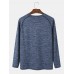 Men Plain High Elasticity Crew Neck Casual Long Sleeve Soft T  Shirts